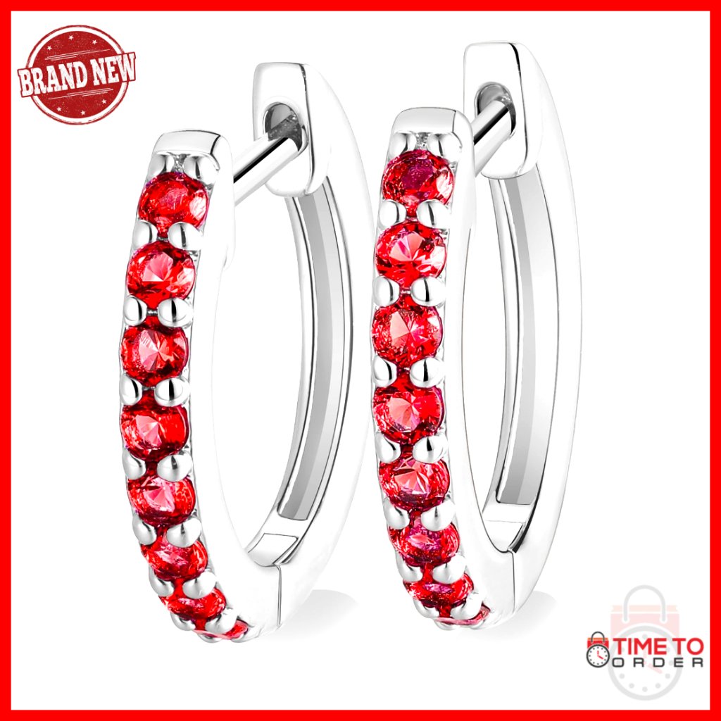 14k Gold Plated Sterling Silver Huggie Hoop Earrings With Gemstones